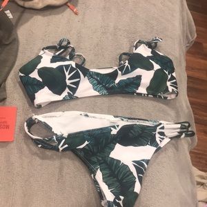 leaf print bathing suit